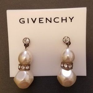 NWOT Givenchy Pearl & Rhinestone Drop Earrings